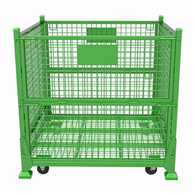 Opvouwbare draadcontainer met zwenkwielen